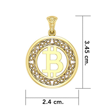 Celtic Bitcoin 14 K Solid Gold Small Pendant GPD5864 - Jewelry